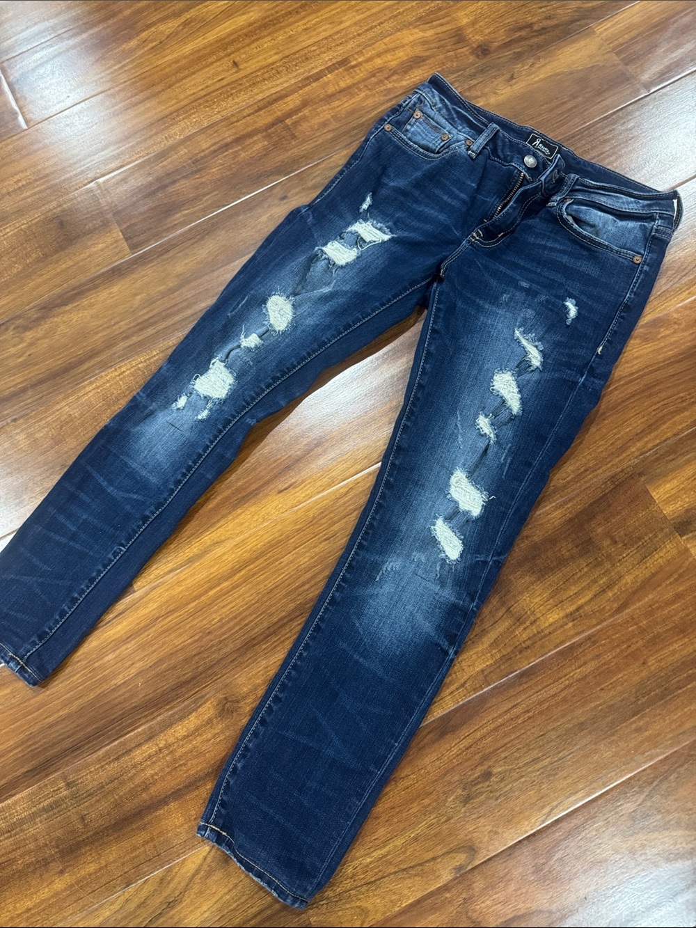 Distressed Dark Blue Slim Jeans